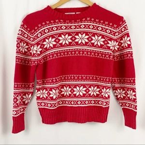 Kitestrings Red and White Snowflake Sweater 8/10